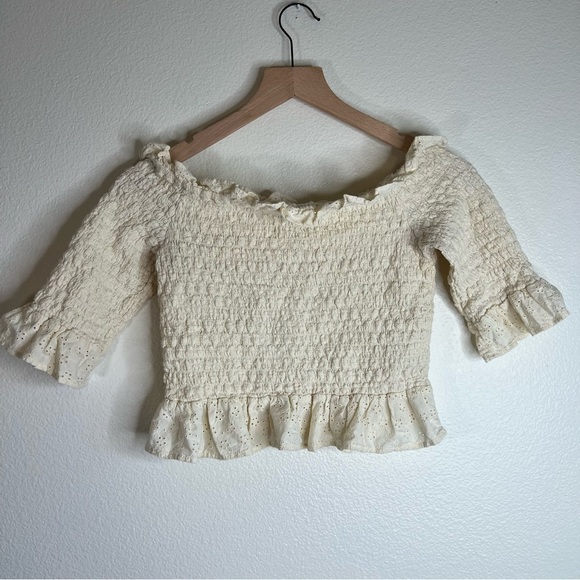 American Eagle Outfitters Tops - American Eagle Babydoll Crop Top Cream Medium